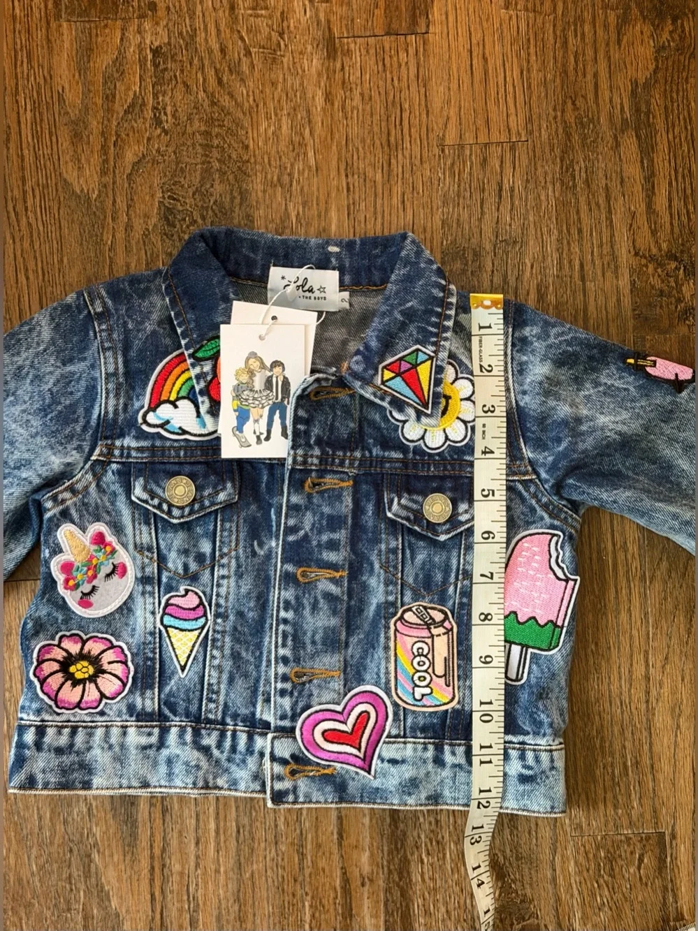 Lola + The Boys All About The Patch Crop Denim Jacket 2T NWT